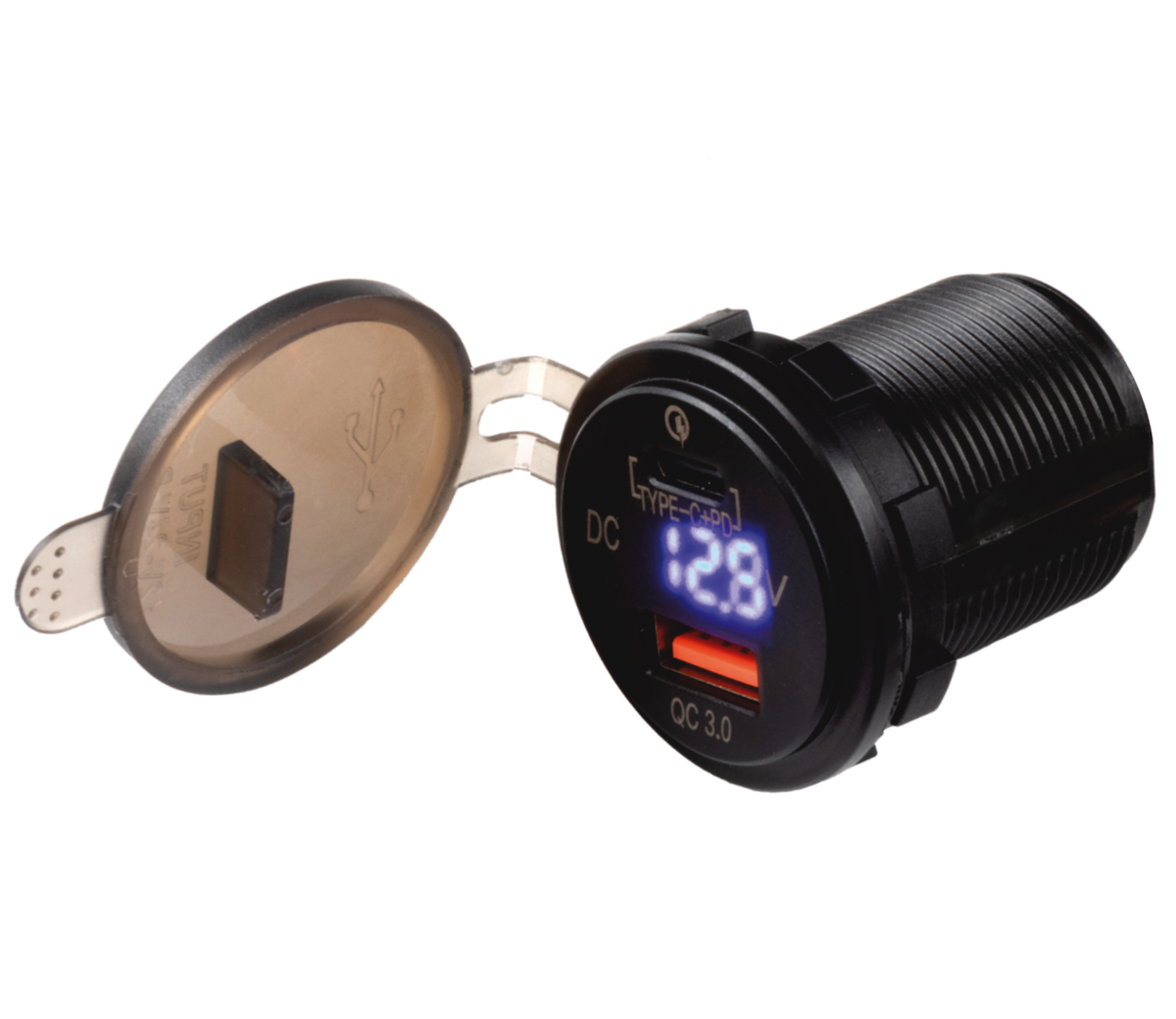 FOUR Connect 4-600162 vedenpitävä USB-C/A pistorasia jännitenäytöllä 3A
