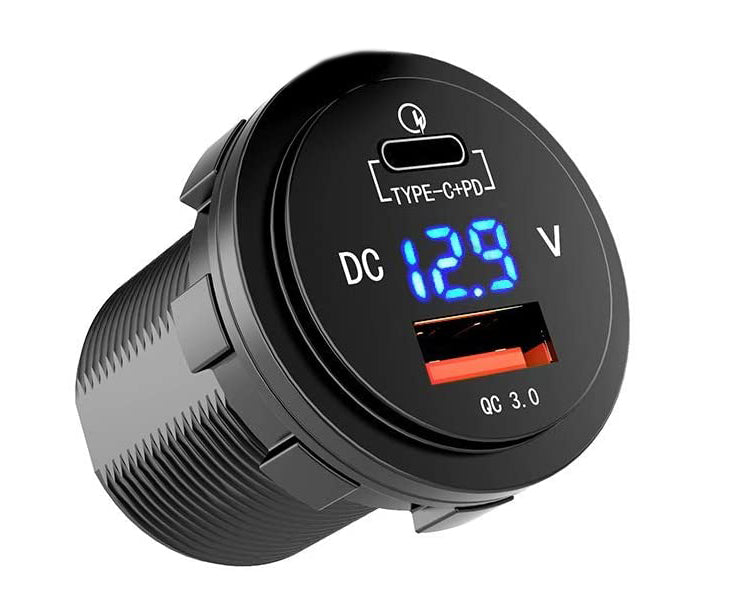 FOUR Connect 4-600162 vedenpitävä USB-C/A pistorasia jännitenäytöllä 3A