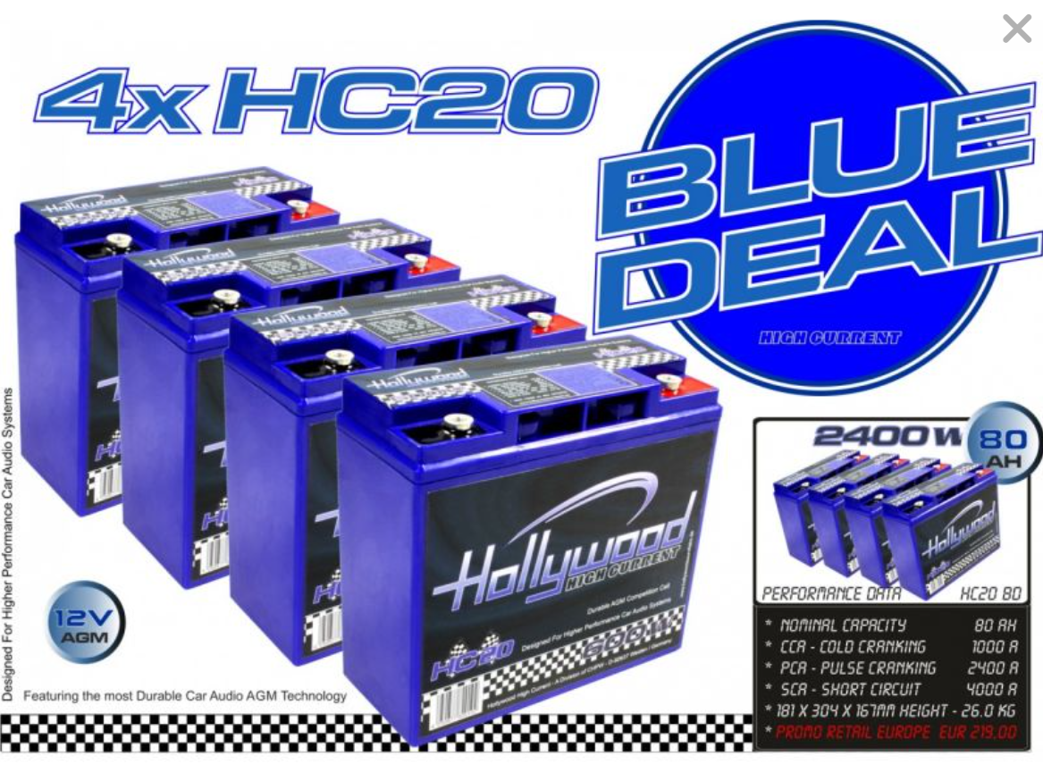 Hollywood Energetic 4 x HC 20BD AGM akku